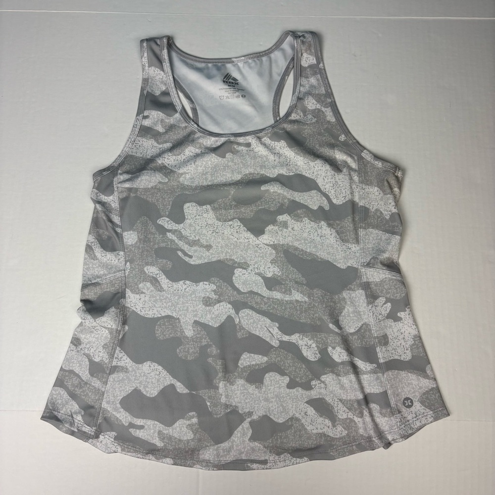 Reebok Women’s Medium Tank Top Shirt Camouflage Gray White Athletic Workout
